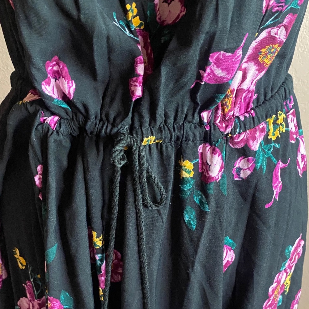 Torrid Black Midi Dress with Pink Floral Design - Picture 4 of 10